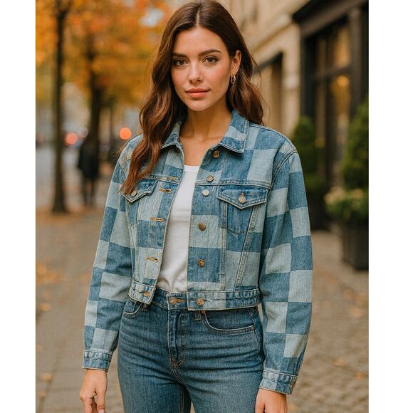 Watch L.A. VTG SZ L Patchwork Denim Jacket Made In The USA RARE Circa 1989–1994 - Picture 1 of 7